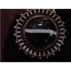 Victorian Enamel & Striped Agate Brooch/Locket #1323544