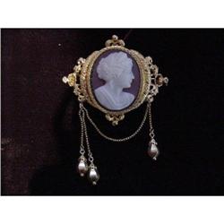 Victorian Hardstone Cameo & YG Brooch #1323545