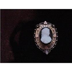 Victorian Hardstone Cameo  Lady In Profile  14K#1323547