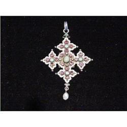 C. 1800s Silver, Enamel and Multi-Gem Pendant #1323556