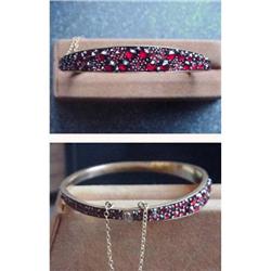 Victorian Bohemian Rose Cut Garnet Stiff Bracel#1323599