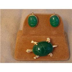 Whimsical Circa 1950 14Kt Yellow Gold and Green#1323609