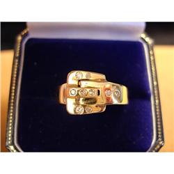 Sweet Diamond and 14Kt Yellow Gold Buckle Ring #1323614