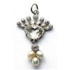 Image 1 : Crown-shaped Diamond and Pearl Pendant #1323666