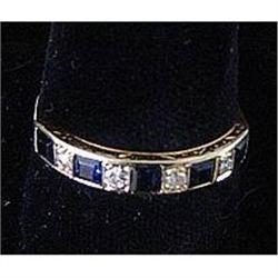 14K Gold Band With Diamonds and Sapphires #1323798