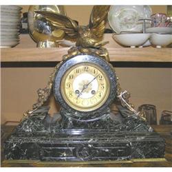 Antique French Marble & Bronze Mantle Clock #1351660