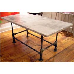 Vintage Marble Top Factory Work Table #1351677