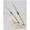 Image 4 : Lot of 2 Eskimo Inuit Walrus Ivory Pen Stands