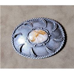 Navajo Indian Sterling Silver Jasper Belt Buckle