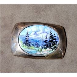 Montana Mountain Painted Belt Buckle