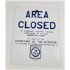 Image 1 : Area Closed US Fish & Wildlife Sign Montana