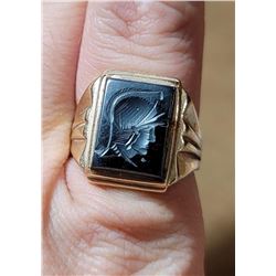 10k Yellow Gold Intaglio Spartan Ring