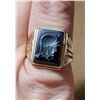 Image 1 : 10k Yellow Gold Intaglio Spartan Ring