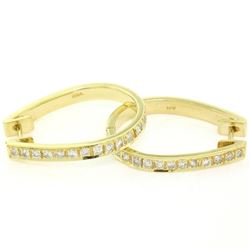 18kt Yellow Gold 0.75 ctw Diamond Oval Hoop Earrings