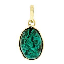 Vintage 14kt Yellow Gold Oval Cabochon Marbled Black & Blue Stone Charm Pendant