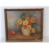 Image 1 : NELLIE BROWN OIL ON BOARD FLORAL PAINTING