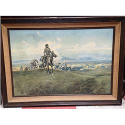 OIL ON CANVAS SIGNED CM RUSSELL 1918. THE WORLD WAS