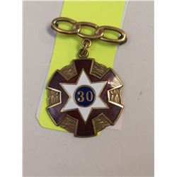 10KT GOLD 1930 ODD FELLOWS PRESENTATION BADGE