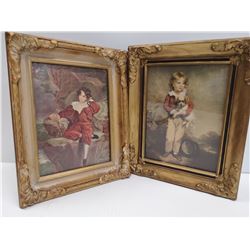PAIR OF VINTAGE FRAMED PRINTS GOLD FRAMED