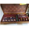 Image 1 : WOODEN CASED QUILL PEN SET WITH WAX SEAL