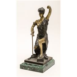 1800S BRONZE AND MARBLE POCKET WATCH STAND