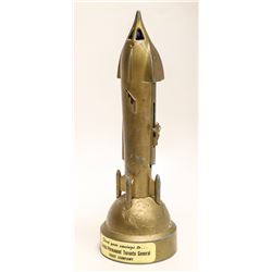 1950S SPACE ROCKET PIGGY BANK METAL