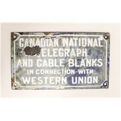 ANTIQUE CANADIAN NATIONAL PORCELAIN SIGN TELEGRAPH