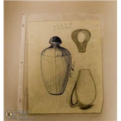 MARY BORGSTROM ORIGINAL POTTERY DRAWING
