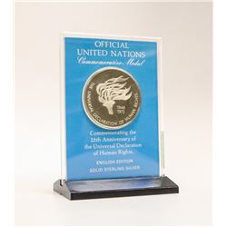 SOLID STERLING SILVER UN MEDAL