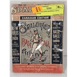 1920 SPALDING BASEBALL RULE BOOK