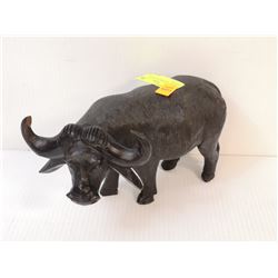 CARVED WOODEN OX STATUE VINTAGE