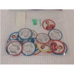 LOT OF 18 1960S METAL SHIRRIFF HOCKEY COINS