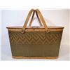 Image 1 : PICNIC BASKET WITH 2 HANDLES WOVEN WOOD