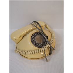 VINTAGE ROUND YELLOW AND GOLD ROTARY PHONE