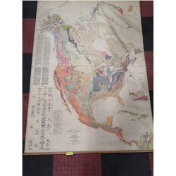 GEOLOGICAL WALL MAP OF N. AMERICA BY GEORGE STOSE