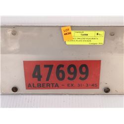 ANTIQUE 1944 (EXP 45)ALBERTA LICENSE PLATE STICKER