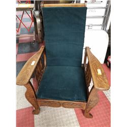 ANTIQUE QUART CUT OAK MORRIS CHAIR