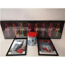 COKE MEMORABILIA, COKE DISPLAY, SIGNS AND PUZZLE CAN
