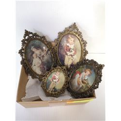 LOT OF 3 BEVELED GLASS PICTURES, 1 IS NOT BEVELED