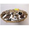Image 1 : MIRRORED TRAY WITH ANTIQUE BRUSH AND MATCHING