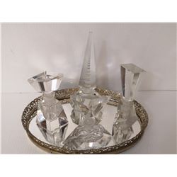 LOT OF 4 COLLECTIBLE CRYSTAL PARFUM BOTTLES/ W