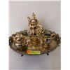 Image 1 : GOLD TONE CERAMIC TEA POT/ W CREAM AND SUGAR SOLD