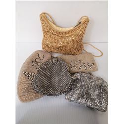 LOT OF 5 BEADED PURSES - 2 JAPANESE MADE, 1 MADE