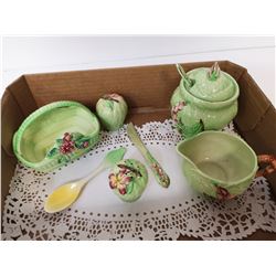 7 PIECE CARLTON WARE BASKETS & FLOWERS SET