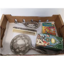 SILVER 3 PIECE DRESSER SET WITH COLLECTIBLE WOODY