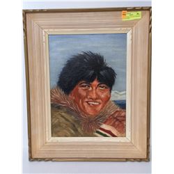 GRACE MCKEE 1955 INUIT PAINTING OIL ON BOARD