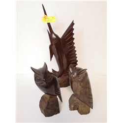 LOT OF HAND CARVED WOOD SCULPTURES FROM TAHITI