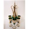 Image 1 : VENETIAN GLASS GREEN DECANTER WITH 5 HAND PAINTED