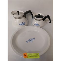 SET OF 3 CORNFLOWER CORNING WARE