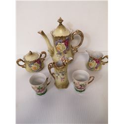 HAND PAINTED NIPPON TEA POT, CREAM & SUGAR SET/ W